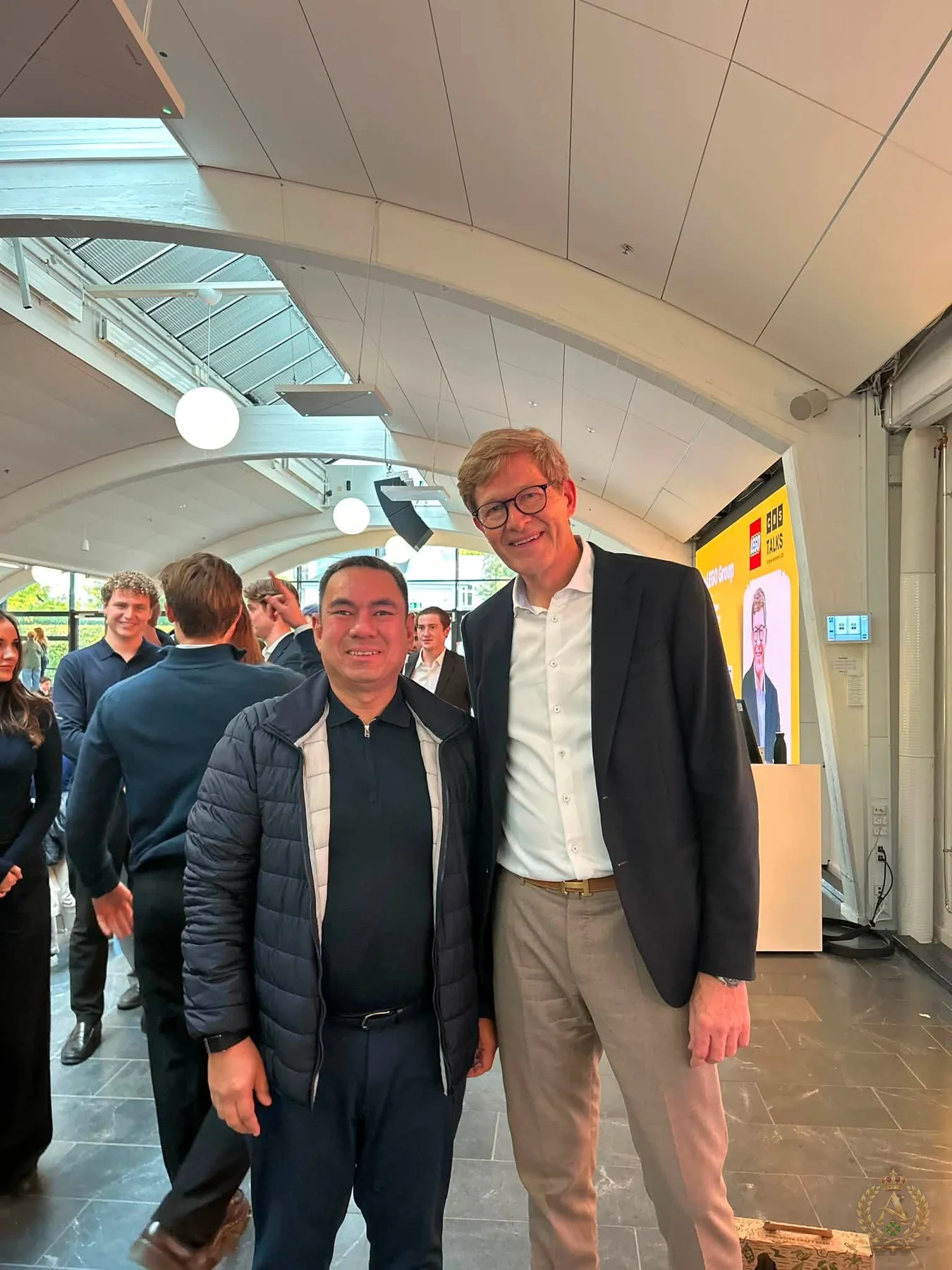 Aung Naing Oo with Niels B. Christiansen, CEO of the LEGO Group
